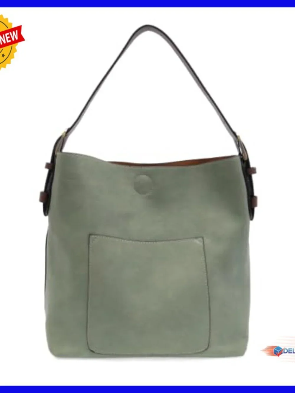 Large Faux Leather Hobo Handbag with 3 Compartments and 4 Pockets